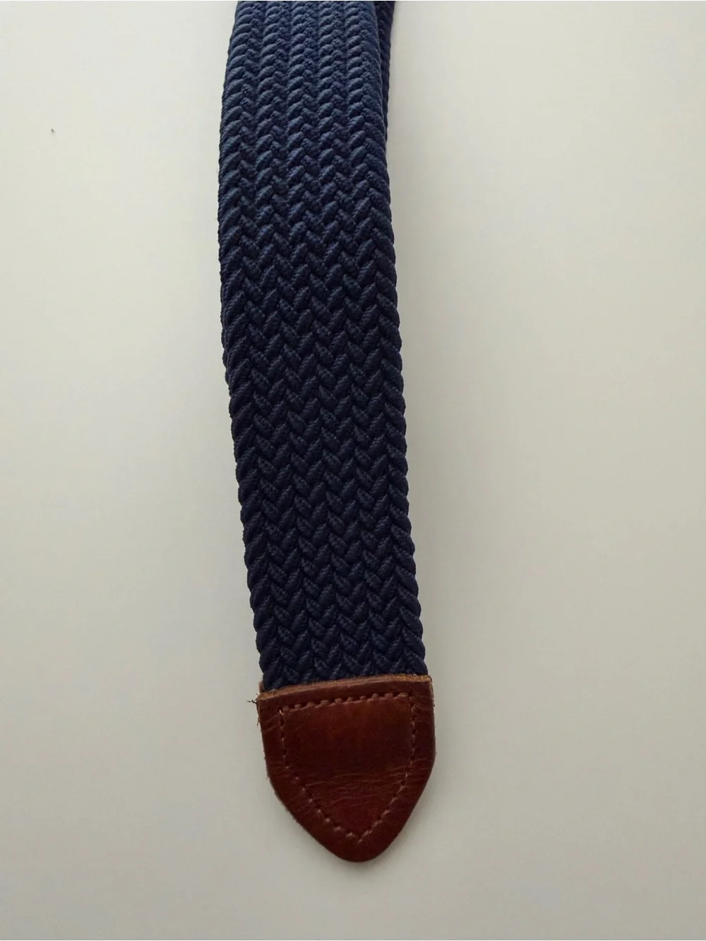 Tommy Bahama Men's Navy Woven Belt with Brown Leather Accent